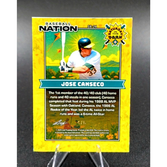 2025 Jose Canseco 4/6 Saturday in the Park SSP Oakland A's Hall Of Fame - Picture 3 of 3